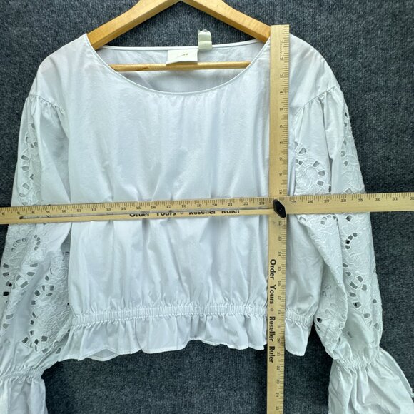 Anthropologie Maeve Top Womens Medium White Embroidered Eyelet Boho Chic‎ Fairy - Picture 6 of 11